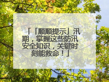 「顺顺提示」汛期，掌握这些防汛安全知识，关键时刻能救命！