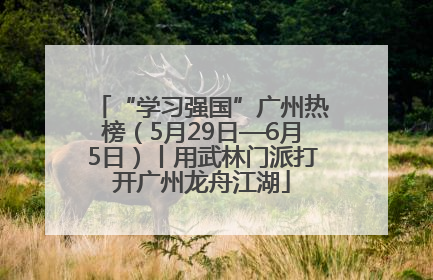 “学习强国”广州热榜（5月29日—6月5日）丨用武林门派打开广州龙舟江湖