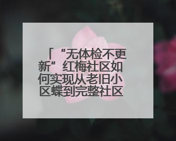“无体检不更新”红梅社区如何实现从老旧小区蝶到完整社区的蝶变？