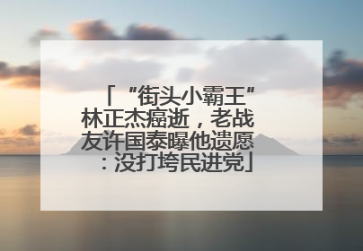“街头小霸王”林正杰癌逝，老战友许国泰曝他遗愿：没打垮民进党