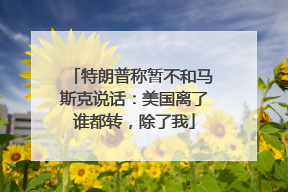 特朗普称暂不和马斯克说话：美国离了谁都转，除了我