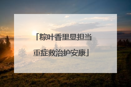 粽叶香里显担当 重症救治护安康