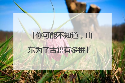 你可能不知道，山东为了古籍有多拼