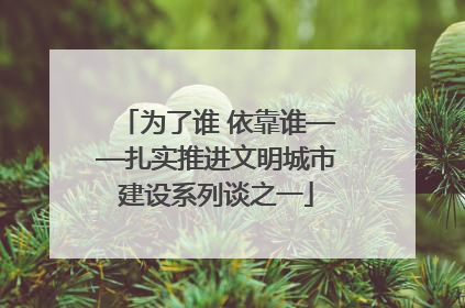 为了谁 依靠谁——扎实推进文明城市建设系列谈之一
