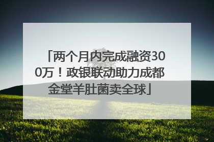 两个月内完成融资300万！政银联动助力成都金堂羊肚菌卖全球