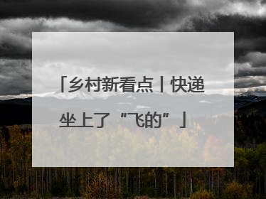 乡村新看点丨快递坐上了“飞的”