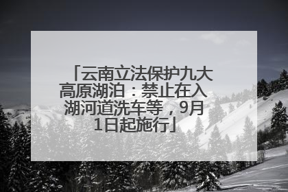 云南立法保护九大高原湖泊：禁止在入湖河道洗车等，9月1日起施行