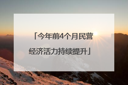 今年前4个月民营经济活力持续提升