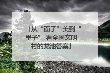从“面子”美到“里子” 看全国文明村的龙池答案