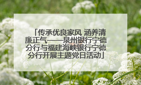 传承优良家风 涵养清廉正气——泉州银行宁德分行与福建海峡银行宁德分行开展主题党日活动