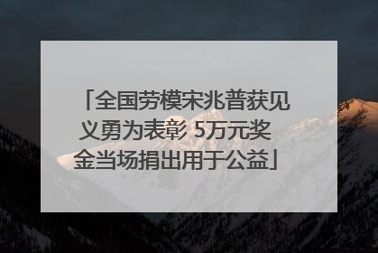 全国劳模宋兆普获见义勇为表彰 5万元奖金当场捐出用于公益