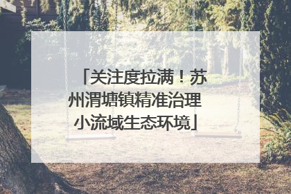 关注度拉满！苏州渭塘镇精准治理小流域生态环境