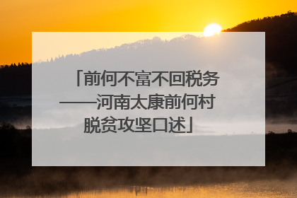 前何不富不回税务——河南太康前何村脱贫攻坚口述