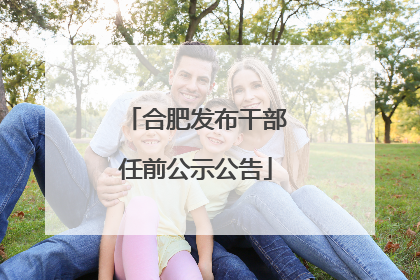 合肥发布干部任前公示公告