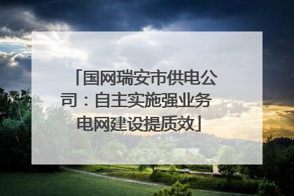 国网瑞安市供电公司：自主实施强业务 电网建设提质效