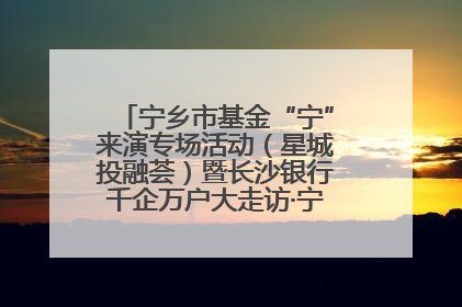 宁乡市基金“宁”来演专场活动（星城投融荟）暨长沙银行千企万户大走访·宁乡专场活动举行