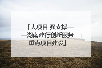大项目 强支撑——湖南建行创新服务重点项目建设