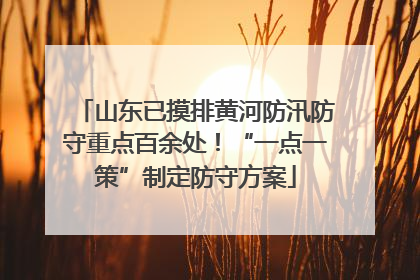 山东已摸排黄河防汛防守重点百余处！“一点一策”制定防守方案
