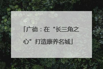 广德：在“长三角之心”打造康养名城