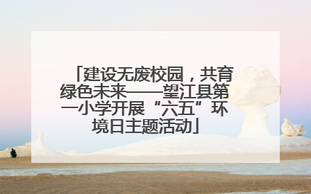 建设无废校园，共育绿色未来——望江县第一小学开展“六五”环境日主题活动