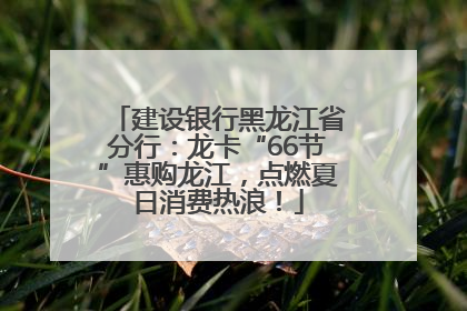 建设银行黑龙江省分行：龙卡“66节”惠购龙江，点燃夏日消费热浪！