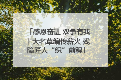 感恩奋进 双争有我｜大名草编传薪火 残障匠人“织”前程