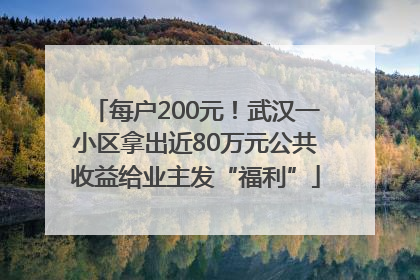 每户200元！武汉一小区拿出近80万元公共收益给业主发“福利”