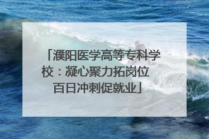 濮阳医学高等专科学校：凝心聚力拓岗位 百日冲刺促就业