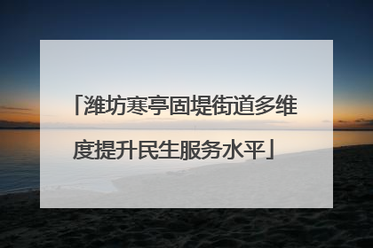 潍坊寒亭固堤街道多维度提升民生服务水平