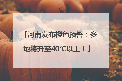 河南发布橙色预警：多地将升至40℃以上！