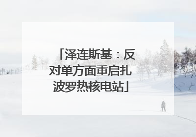 泽连斯基：反对单方面重启扎波罗热核电站