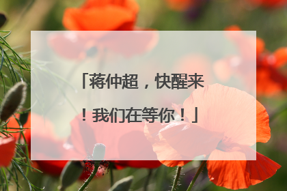 蒋仲超，快醒来！我们在等你！