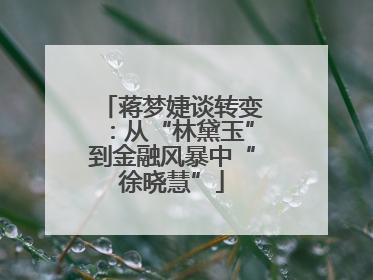 蒋梦婕谈转变：从“林黛玉”到金融风暴中“徐晓慧”
