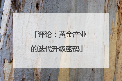 评论：黄金产业的迭代升级密码