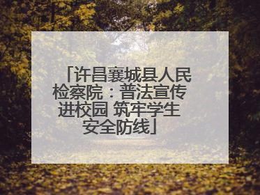 许昌襄城县人民检察院：普法宣传进校园 筑牢学生安全防线