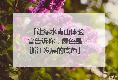 让绿水青山体验官告诉你，绿色是浙江发展的底色
