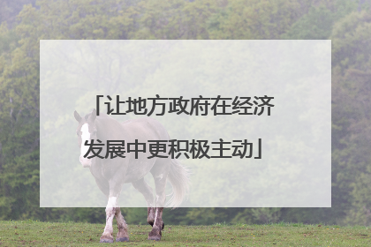 让地方政府在经济发展中更积极主动