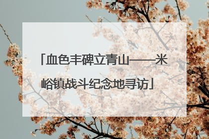 血色丰碑立青山——米峪镇战斗纪念地寻访