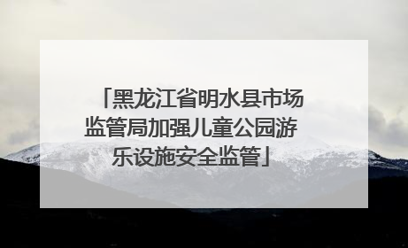 黑龙江省明水县市场监管局加强儿童公园游乐设施安全监管