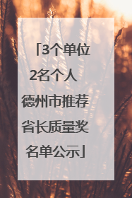 3个单位2名个人 德州市推荐省长质量奖名单公示