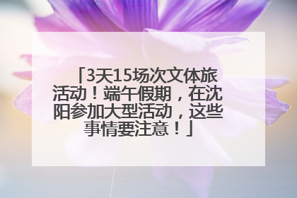 3天15场次文体旅活动！端午假期，在沈阳参加大型活动，这些事情要注意！