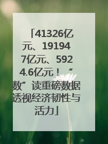 41326亿元、191947亿元、5924.6亿元！“数”读重磅数据透视经济韧性与活力