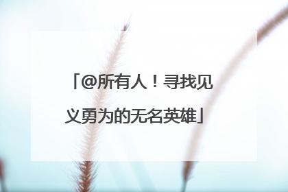@所有人！寻找见义勇为的无名英雄